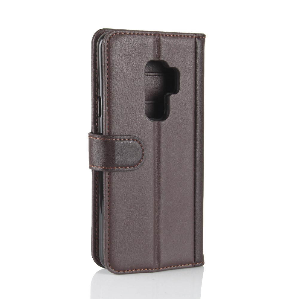 Split Leather Magnetic Wallet Phone Case with Stand for Samsung Galaxy S9+ G965 - Brown-4