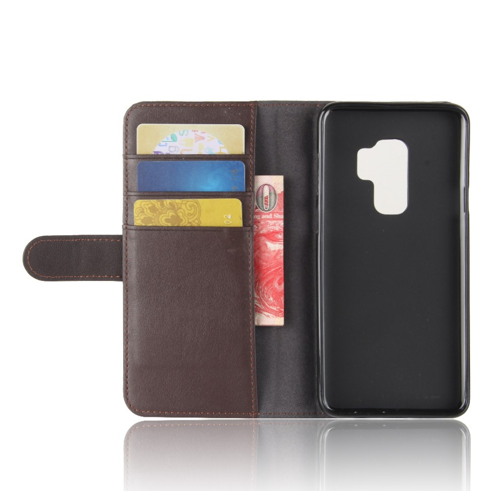 Split Leather Magnetic Wallet Phone Case with Stand for Samsung Galaxy S9+ G965 - Brown-5
