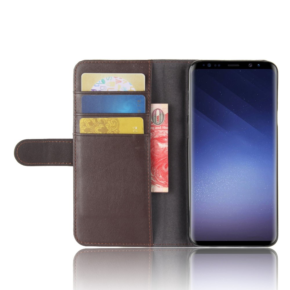 Caixa de Telefone de Carteira Magnética de Couro Dividida Com Suporte Para Samsung Galaxy S9+ G965 - Castanho