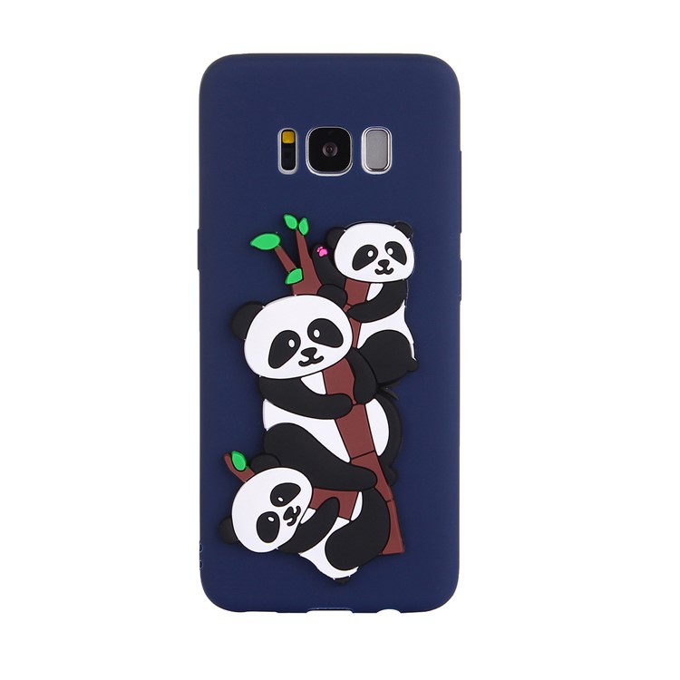 Cute 3D Pandas and Bamboo TPU Phone Accessory Case for Samsung Galaxy S8 G950 - Dark Blue-2