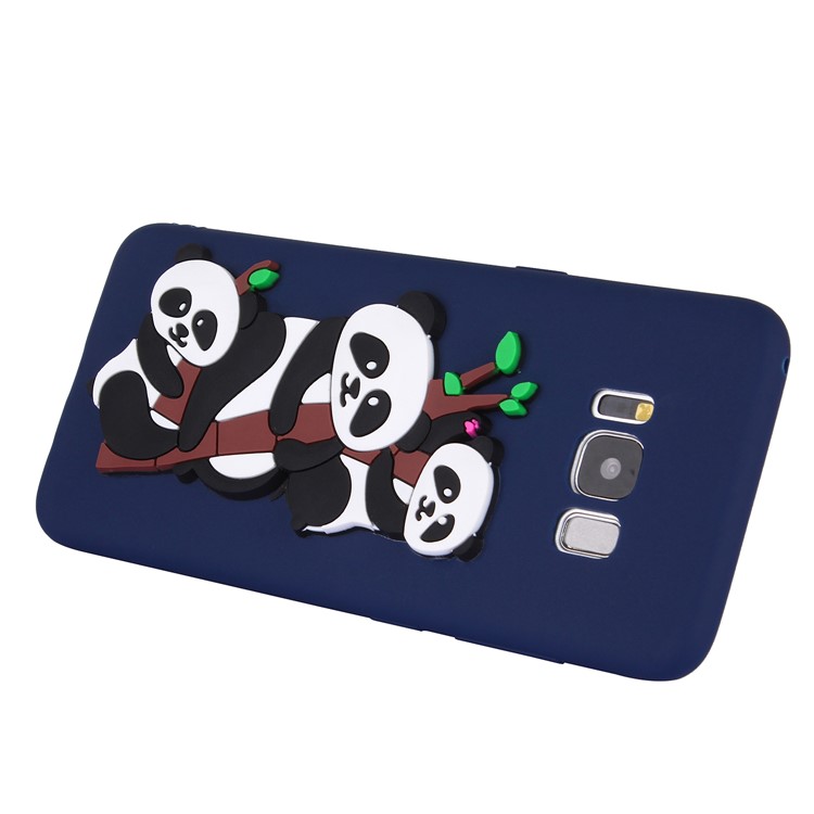 Cute 3D Pandas and Bamboo TPU Phone Accessory Case for Samsung Galaxy S8 G950 - Dark Blue-4