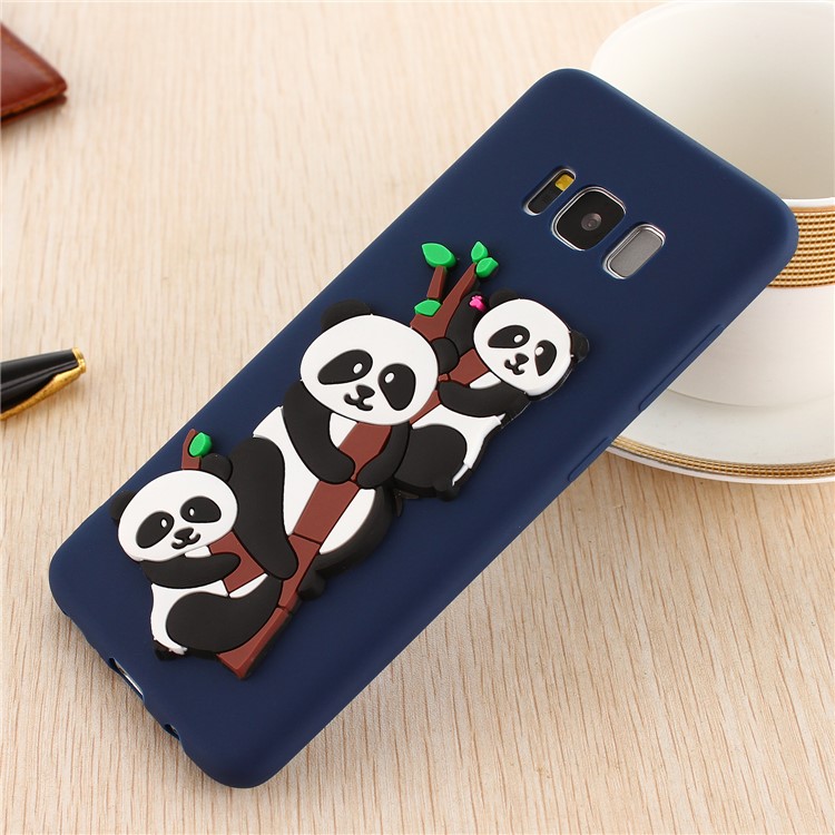 Cute 3D Pandas and Bamboo TPU Phone Accessory Case for Samsung Galaxy S8 G950 - Dark Blue-5