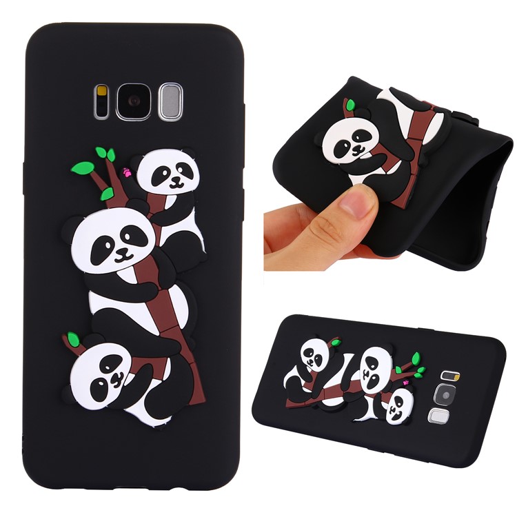 3D Panda Pattern Soft TPU Phone Casing for Samsung Galaxy S8 Plus SM-G955 - Black-1