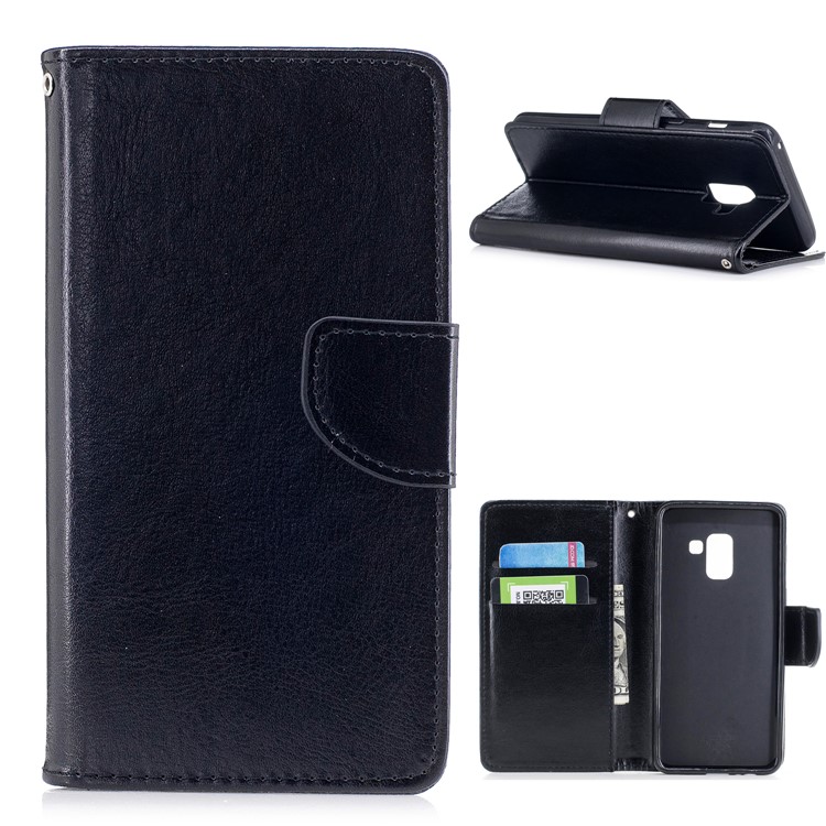 Wallet Leather Stand Case for Samsung Galaxy A8 (2018) - Black-1