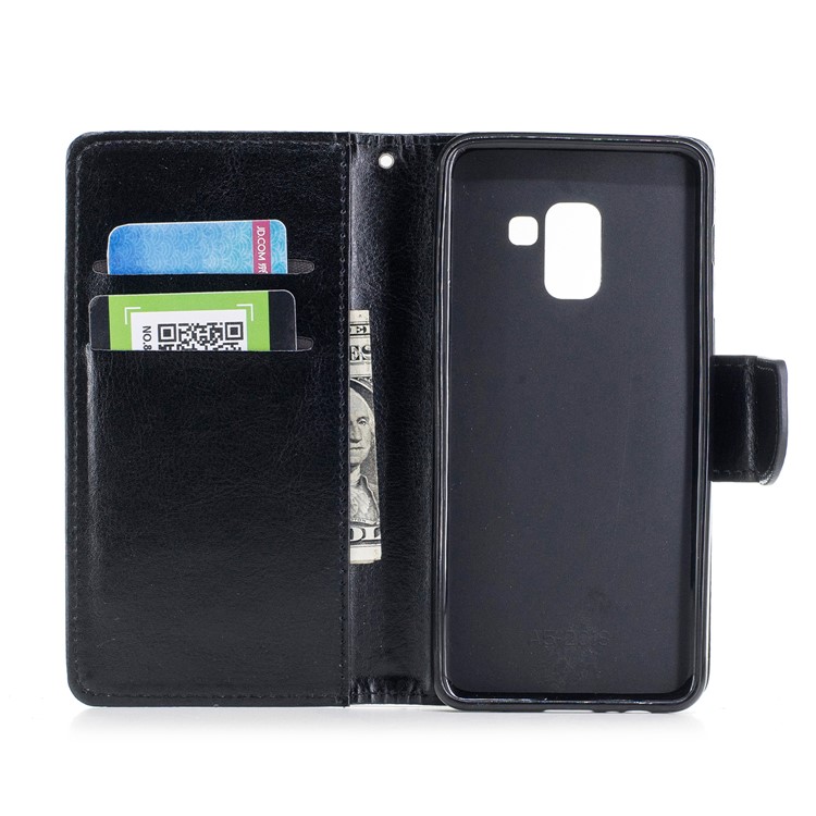 Wallet Leather Stand Case for Samsung Galaxy A8 (2018) - Black-8