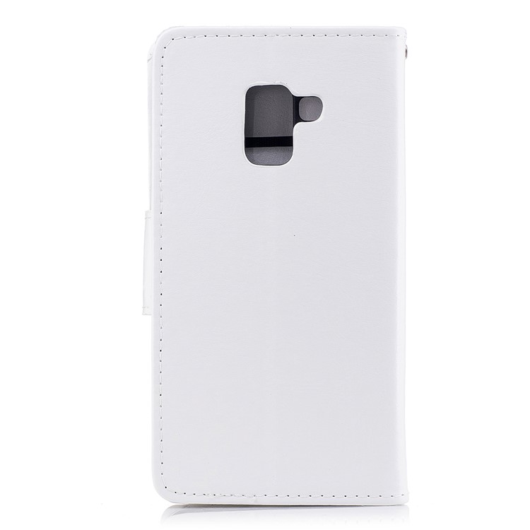 Wallet Leather Stand Cover for Samsung Galaxy A8 (2018) - White-2