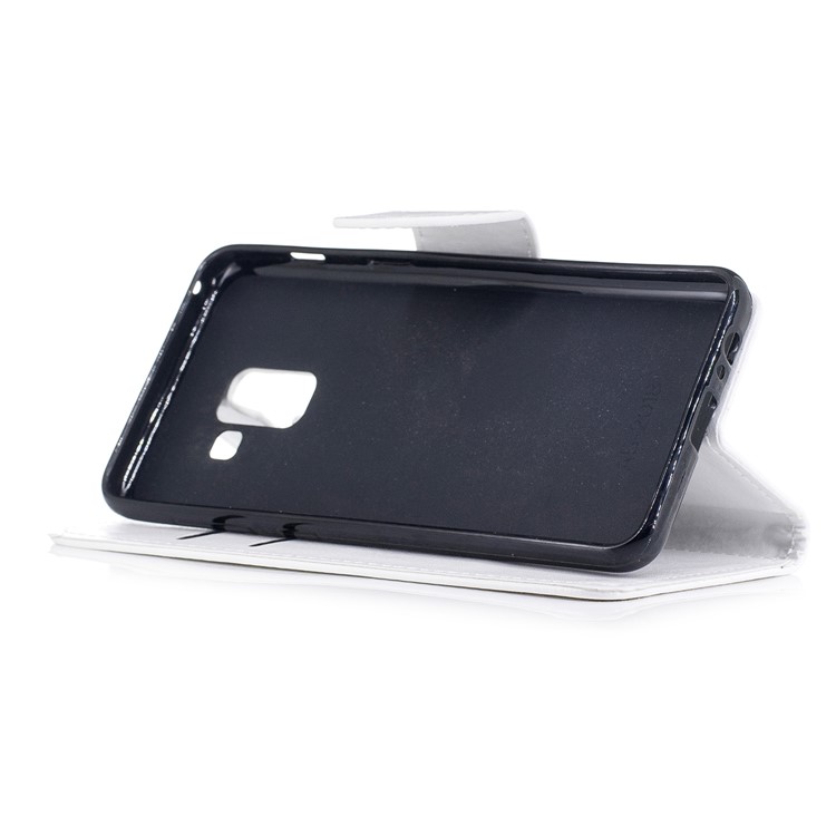 Wallet Leather Stand Cover for Samsung Galaxy A8 (2018) - White-4