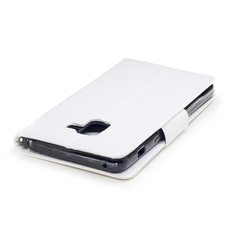 Wallet Leather Stand Cover for Samsung Galaxy A8 (2018) - White-6