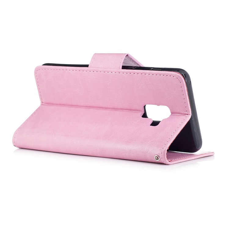 Magnetic Leather Stand Case for Samsung Galaxy A8 (2018) - Pink-3