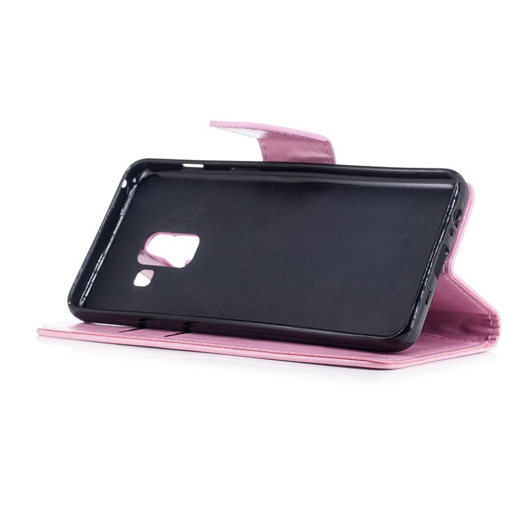 Magnetic Leather Stand Case for Samsung Galaxy A8 (2018) - Pink-4