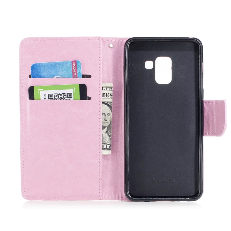 Magnetic Leather Stand Case for Samsung Galaxy A8 (2018) - Pink-7