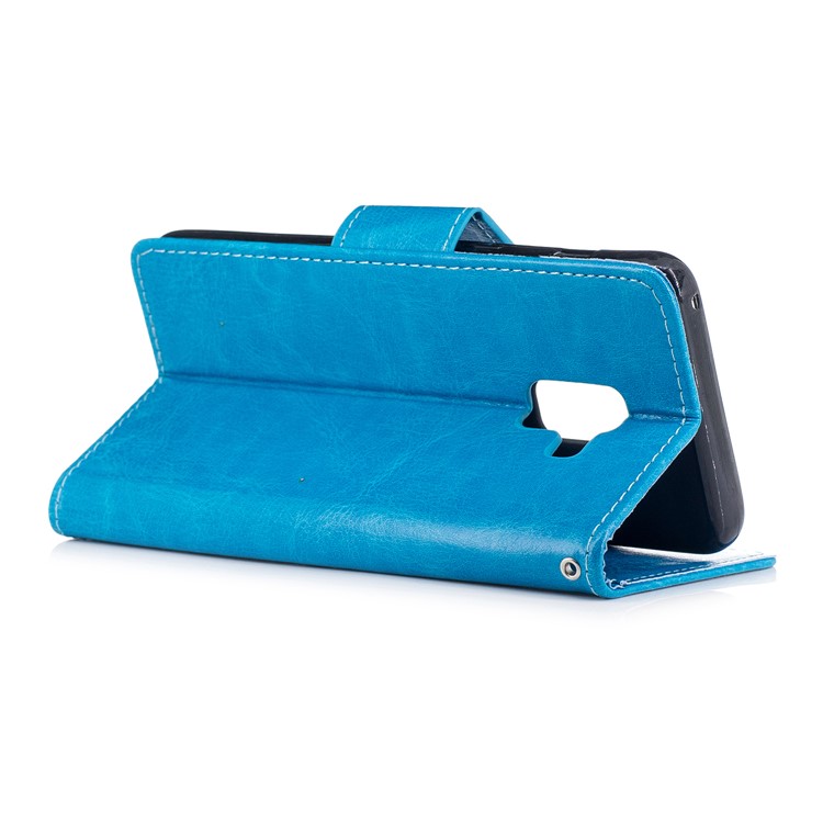 Wallet Leather Card Holder Case for Samsung Galaxy A8 (2018) - Blue-3