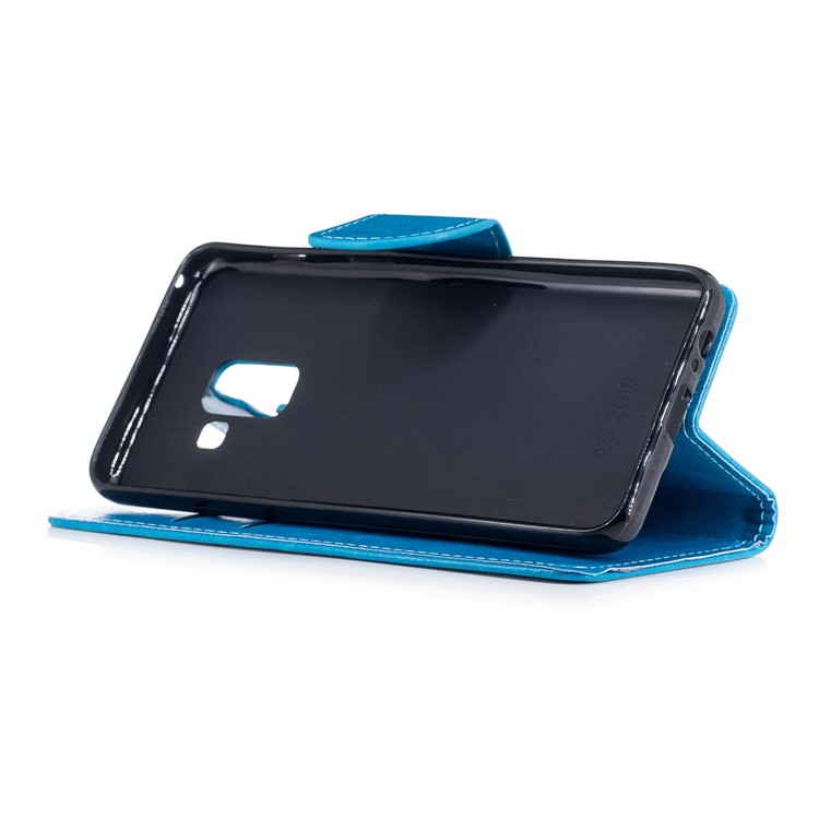 Wallet Leather Card Holder Case for Samsung Galaxy A8 (2018) - Blue-4