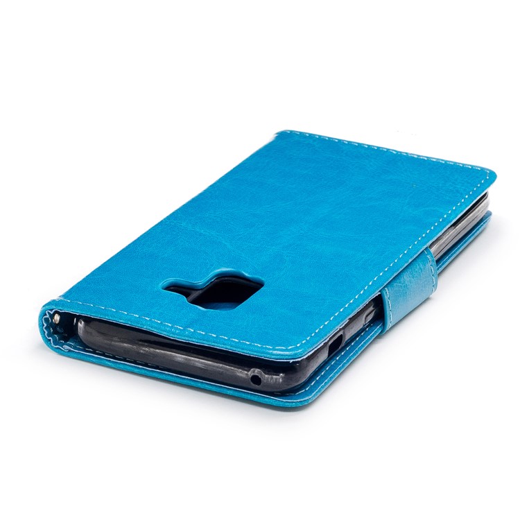 Wallet Leather Card Holder Case for Samsung Galaxy A8 (2018) - Blue-6