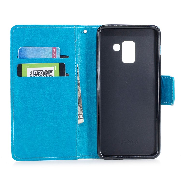 Wallet Leather Card Holder Case for Samsung Galaxy A8 (2018) - Blue-7
