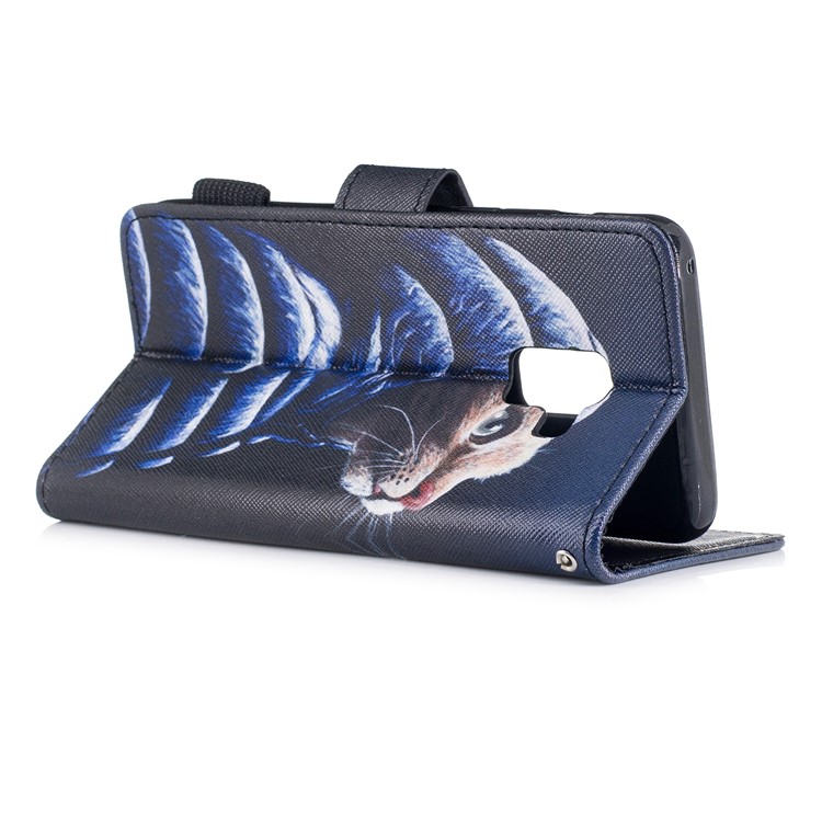 Pattern Printing PU Leather Wallet Phone Cover for Samsung Galaxy A8 (2018) - Fashion Cat Wearing Jacket-4