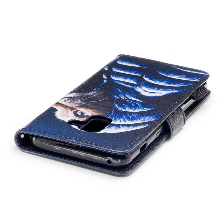 Pattern Printing PU Leather Wallet Phone Cover for Samsung Galaxy A8 (2018) - Fashion Cat Wearing Jacket-7