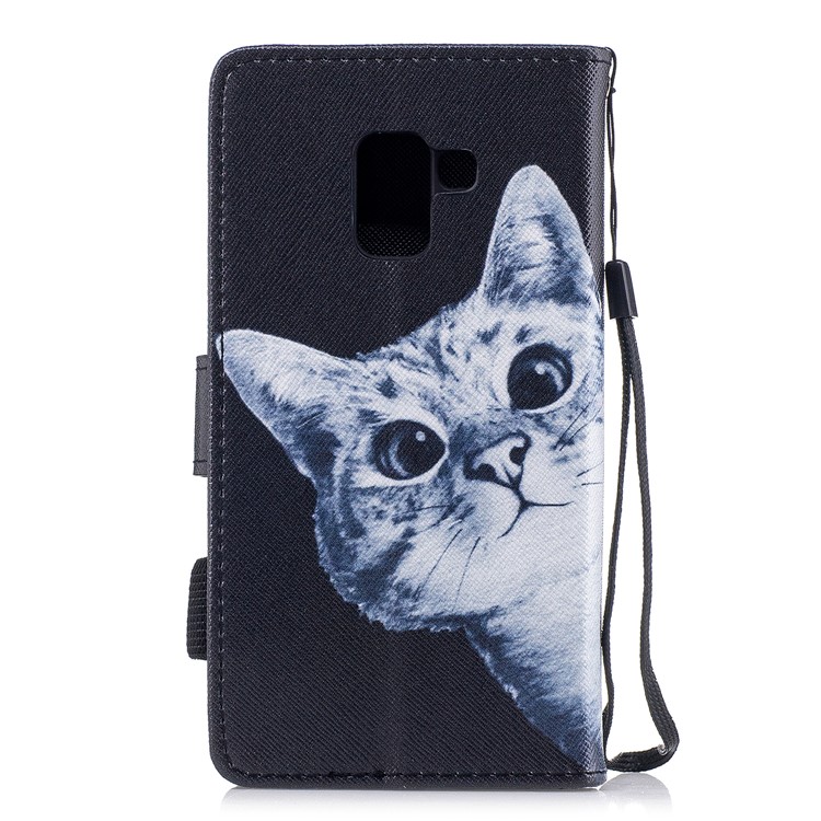 Pattern Printing PU Leather Wallet Phone Case for Samsung Galaxy A8 (2018) - Curious Cat-2