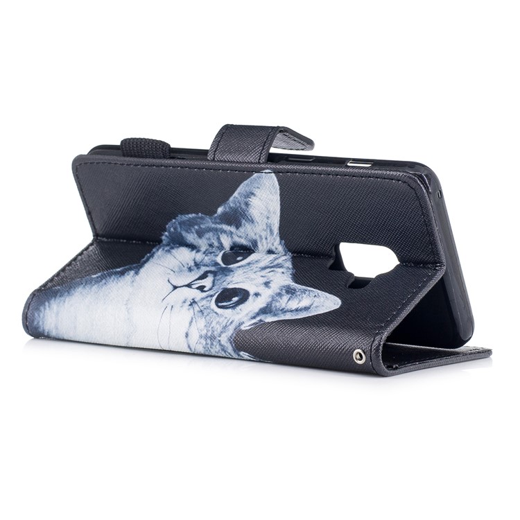 Pattern Printing PU Leather Wallet Phone Case for Samsung Galaxy A8 (2018) - Curious Cat-3