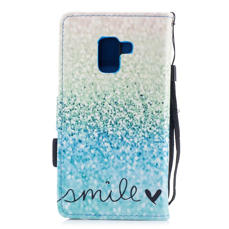 Pattern Printing PU Leather Wallet Flip Cover for Samsung Galaxy A8 (2018) - Glitter Pattern and Smile-2