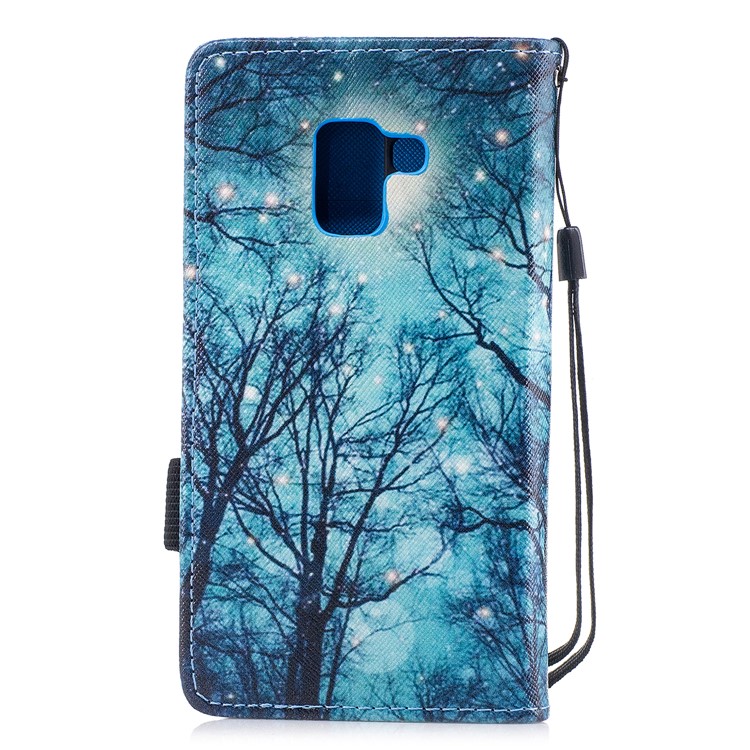 Pattern Printing PU Leather Stand Cell Phone Cover for Samsung Galaxy A8 (2018) - Dreamlike Forest-2