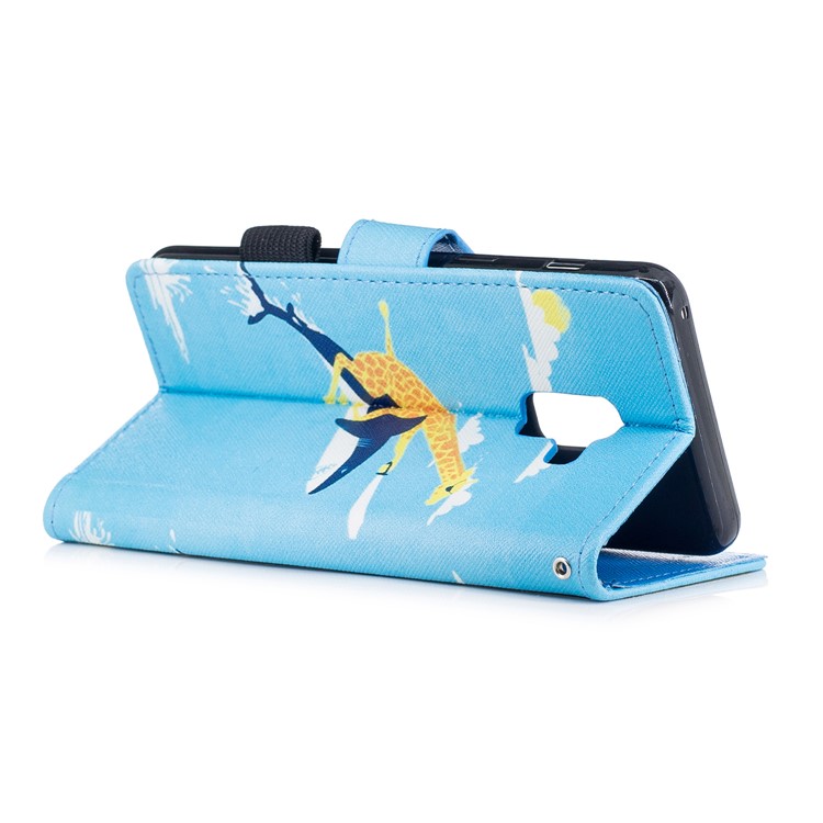 Pattern Printing PU Leather Wallet Phone Accessory Case for Samsung Galaxy A8 (2018) - Shark and Giraffe-3
