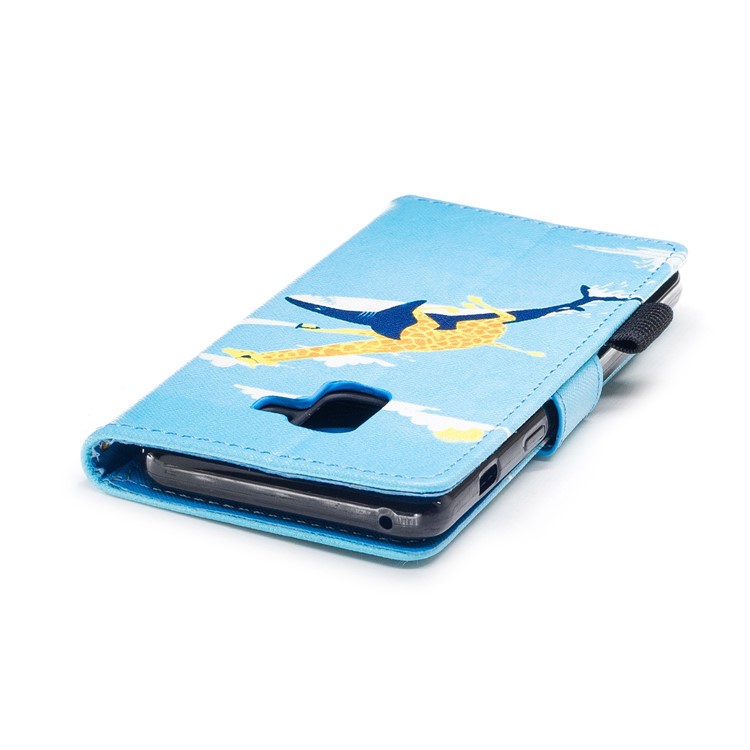 Pattern Printing PU Leather Wallet Phone Accessory Case for Samsung Galaxy A8 (2018) - Shark and Giraffe-6