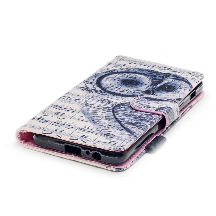 Pattern Printing PU Leather Stand Protective Cover for Samsung Galaxy A8 (2018) - Owl and Musical Notation-4