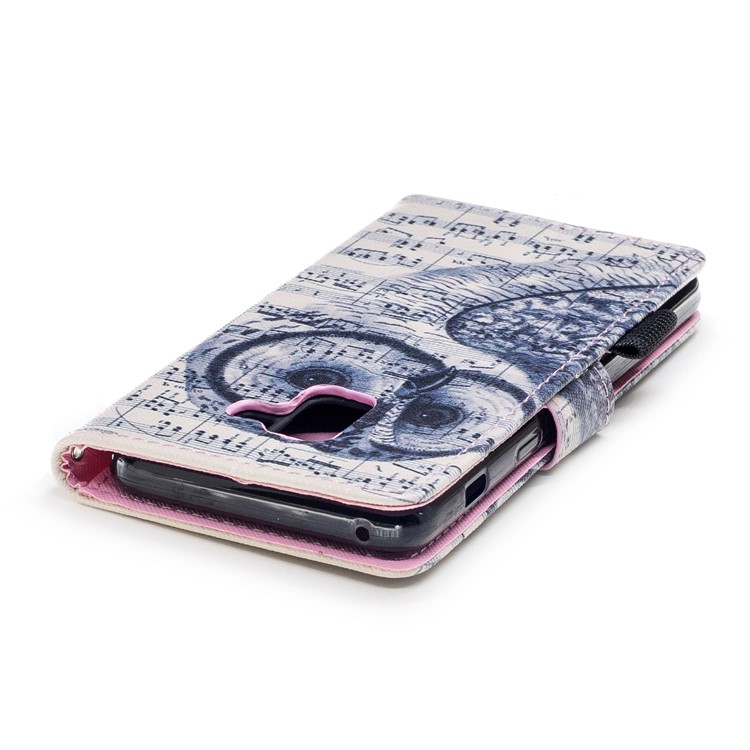 Pattern Printing PU Leather Stand Protective Cover for Samsung Galaxy A8 (2018) - Owl and Musical Notation-5