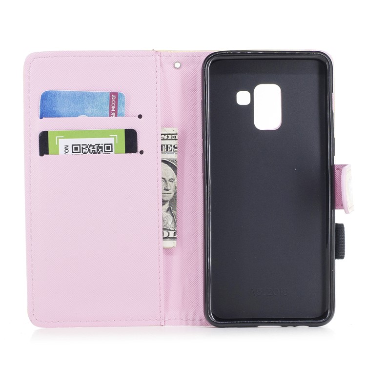Pattern Printing PU Leather Stand Protective Cover for Samsung Galaxy A8 (2018) - Owl and Musical Notation-6