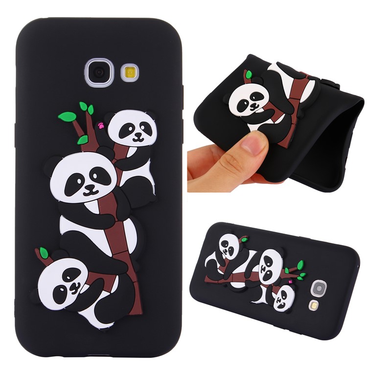 Cute 3D Pandas and Bamboo TPU Gel Cover for Samsung Galaxy A5 (2017) SM-A520 - Black-1