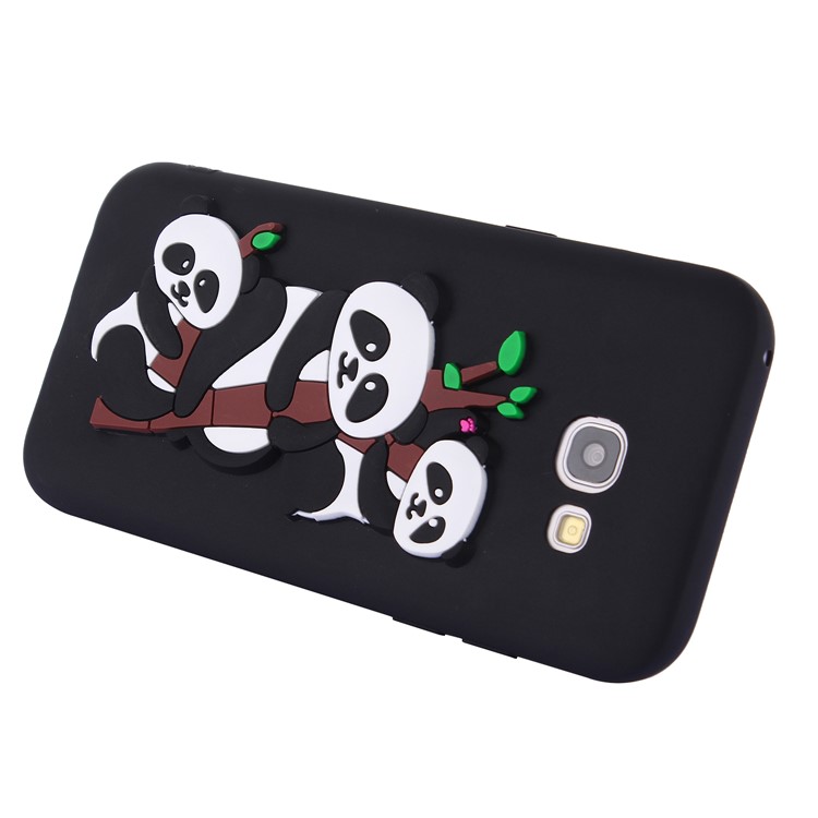 Cute 3D Pandas and Bamboo TPU Gel Cover for Samsung Galaxy A5 (2017) SM-A520 - Black-2
