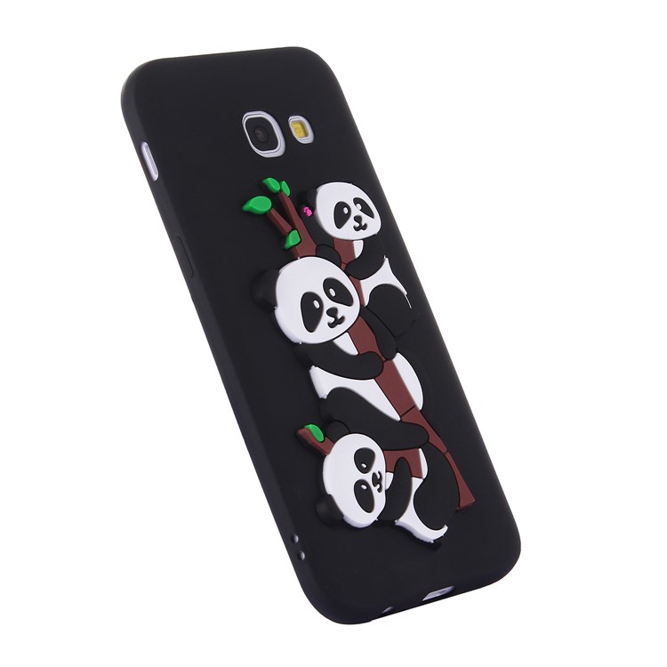 Cute 3D Pandas and Bamboo TPU Gel Cover for Samsung Galaxy A5 (2017) SM-A520 - Black-3