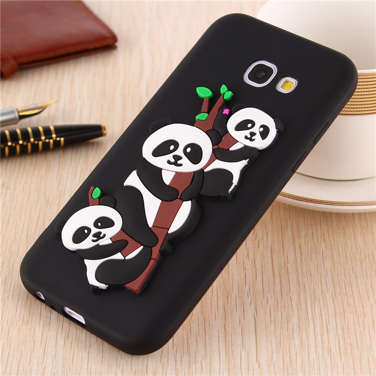 Cute 3D Pandas and Bamboo TPU Gel Cover for Samsung Galaxy A5 (2017) SM-A520 - Black-5