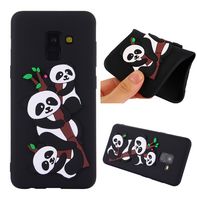 3D Panda Pattern Soft TPU Phone Casing for Samsung Galaxy A8 (2018) - Black-1