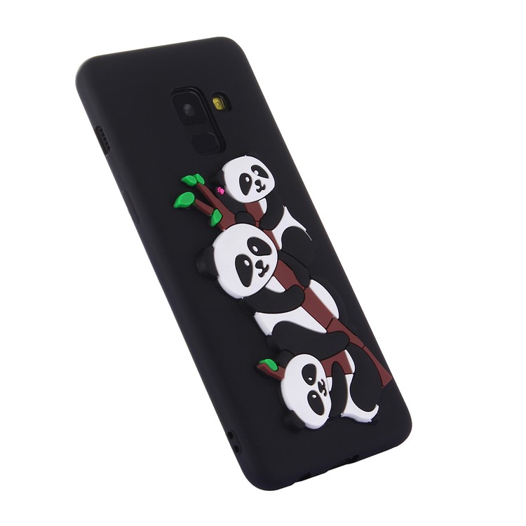 3D Panda Pattern Soft TPU Phone Casing for Samsung Galaxy A8 (2018) - Black-3