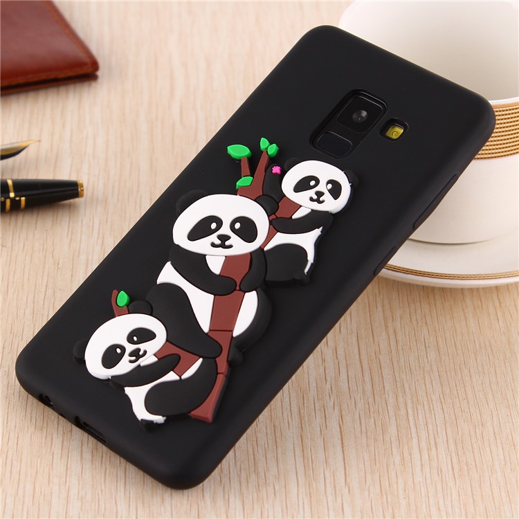 3D Panda Pattern Soft TPU Phone Casing for Samsung Galaxy A8 (2018) - Black-4