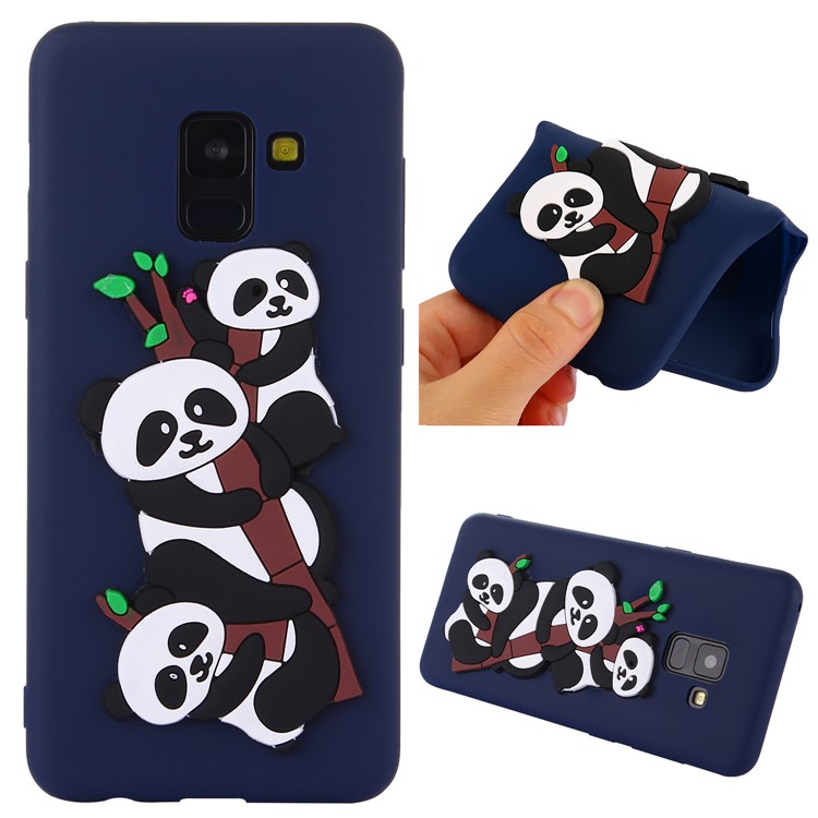 

3D Panda Pattern Soft TPU Phone Accessory Casing for Samsung Galaxy A8 (2018) - Blue