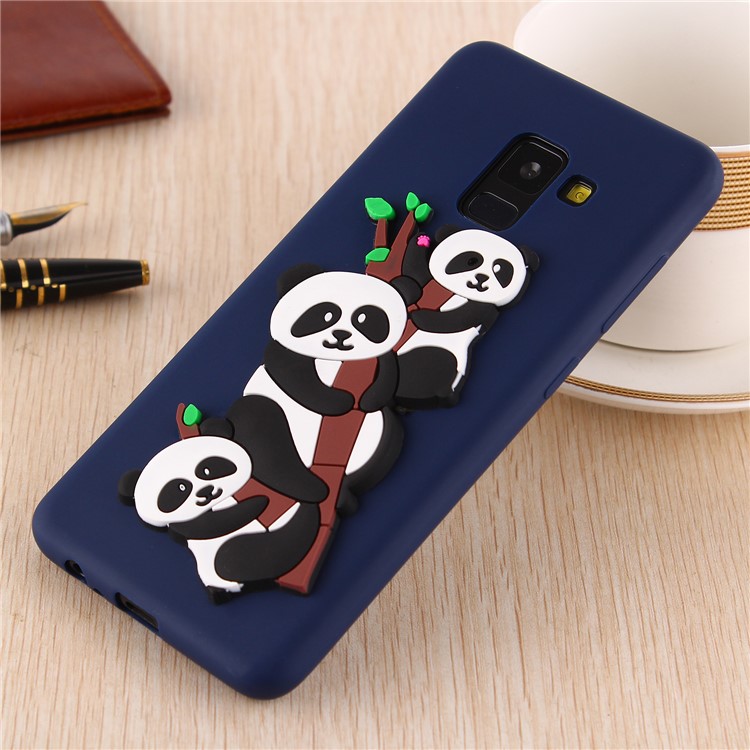 3D Panda Pattern Soft TPU Phone Accessory Casing for Samsung Galaxy A8 (2018) - Blue-5