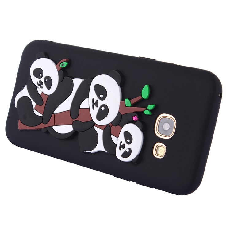 Cute 3D Pandas and Bamboo TPU Gel Cover for Samsung Galaxy A8 Plus (2018) - Black-2