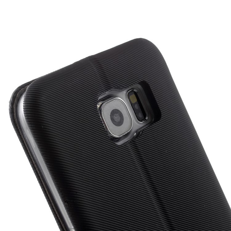 Twill Grain Leather Card Holder Stand Case for Samsung Galaxy S6 G920 - Black-10