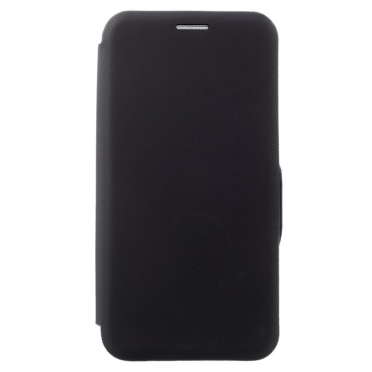 Twill Grain Leather Card Holder Stand Case for Samsung Galaxy S6 G920 - Black-2