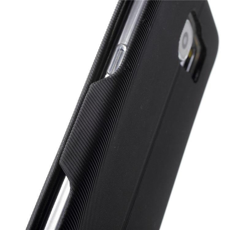 Twill Grain Leather Card Holder Stand Case for Samsung Galaxy S6 G920 - Black-9
