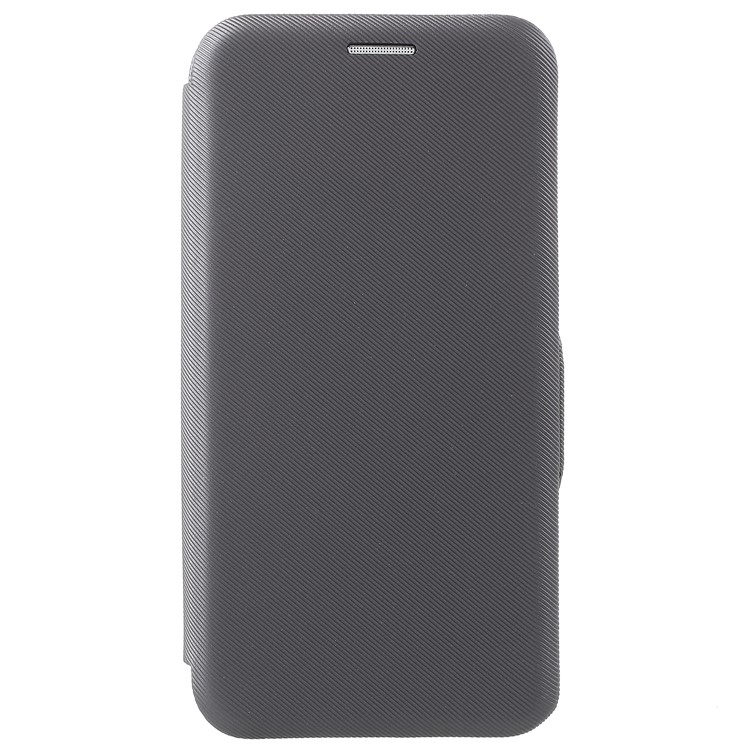 Twill Grain Leather Card Holder Flip Shell Case for Samsung Galaxy S6 G920 - Grey-2