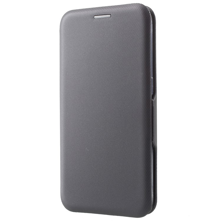 Twill Grain Leather Card Holder Flip Shell Case for Samsung Galaxy S6 G920 - Grey-3