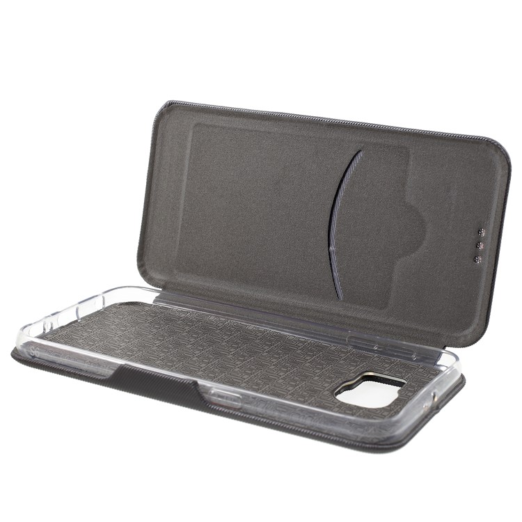 Twill Grain Leather Card Holder Flip Shell Case for Samsung Galaxy S6 G920 - Grey-7