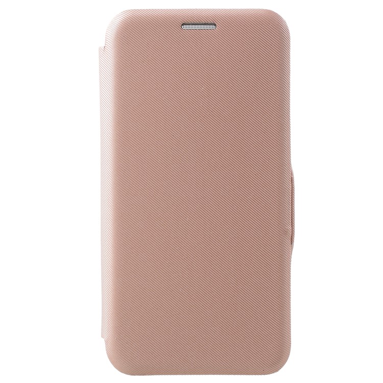 Twill Grain Leather Card Holder Stand Phone Casing for Samsung Galaxy S6 G920 - Rose Gold-1