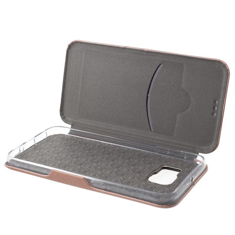 Twill Grain Leather Card Holder Stand Phone Casing for Samsung Galaxy S6 G920 - Rose Gold-6