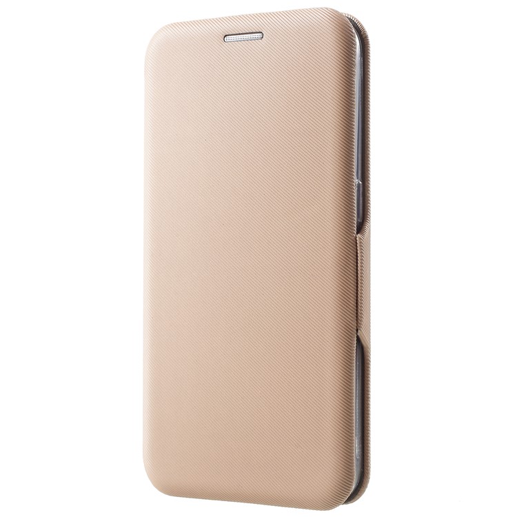 Twill Grain Leather Card Holder Stand Cell Phone Case for Samsung Galaxy S6 G920 - Gold-2