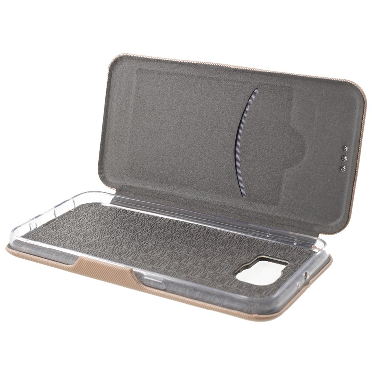 Twill Grain Leather Card Holder Stand Cell Phone Case for Samsung Galaxy S6 G920 - Gold-6